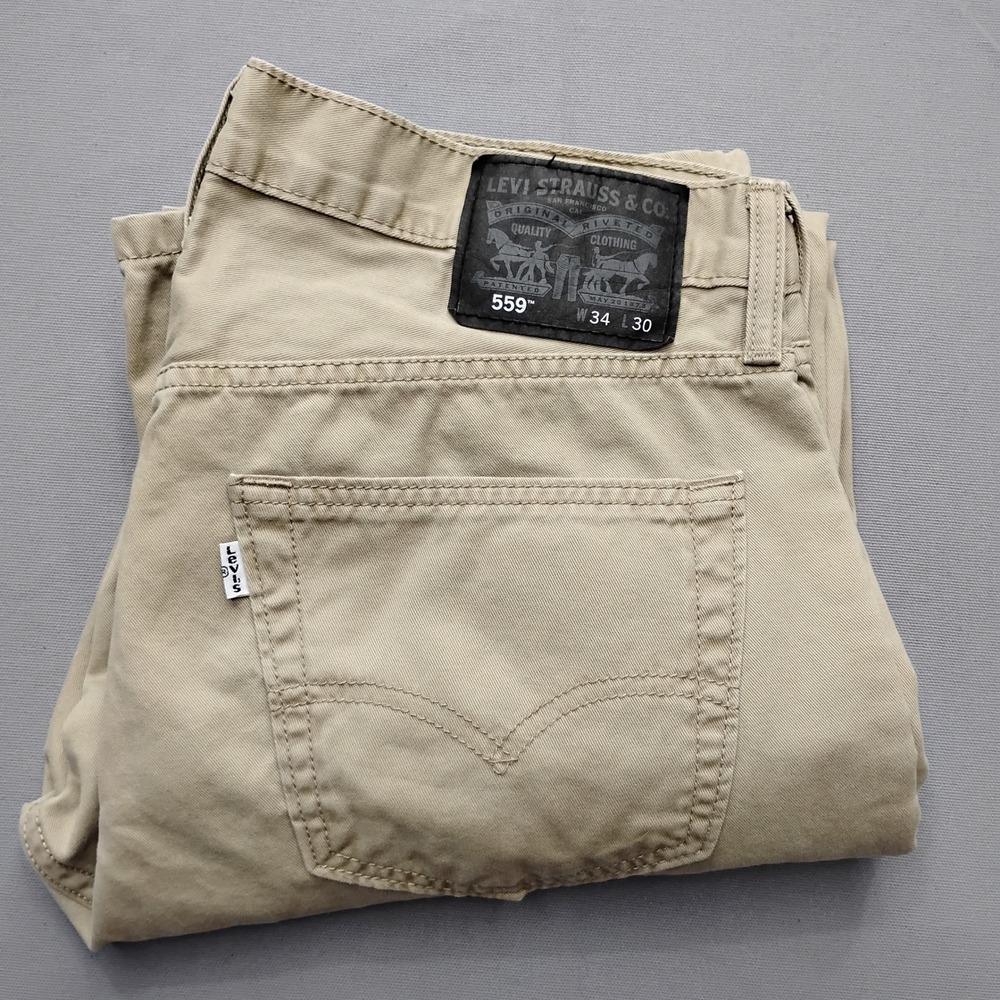 Levis 541 Athletic Fit Khaki Tan Chino Pants Mens W34 L30 Cotton Twill